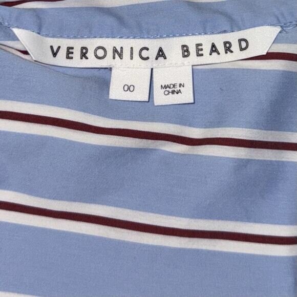 Veronica Beard Afton Dress Women's 00 Blue Multicolor Striped Casual Career Midi - Picture 6 of 9